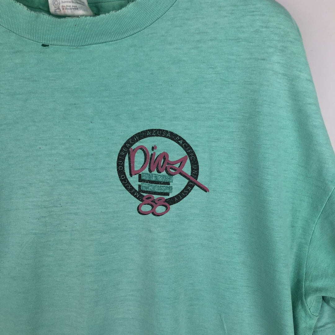 Vintage 1980'S Hanes BEEFY-T Blue Tag College T-Shirt, Made in USA, Men's Size XL cotton Mint green Vintage Second Hand