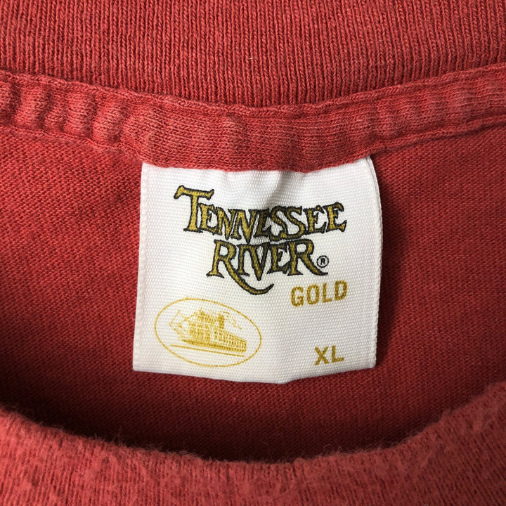 Vintage 1980'S Tennessee River print T-shirt, Made in USA, Men's XL cotton red type Vintage Second Hand