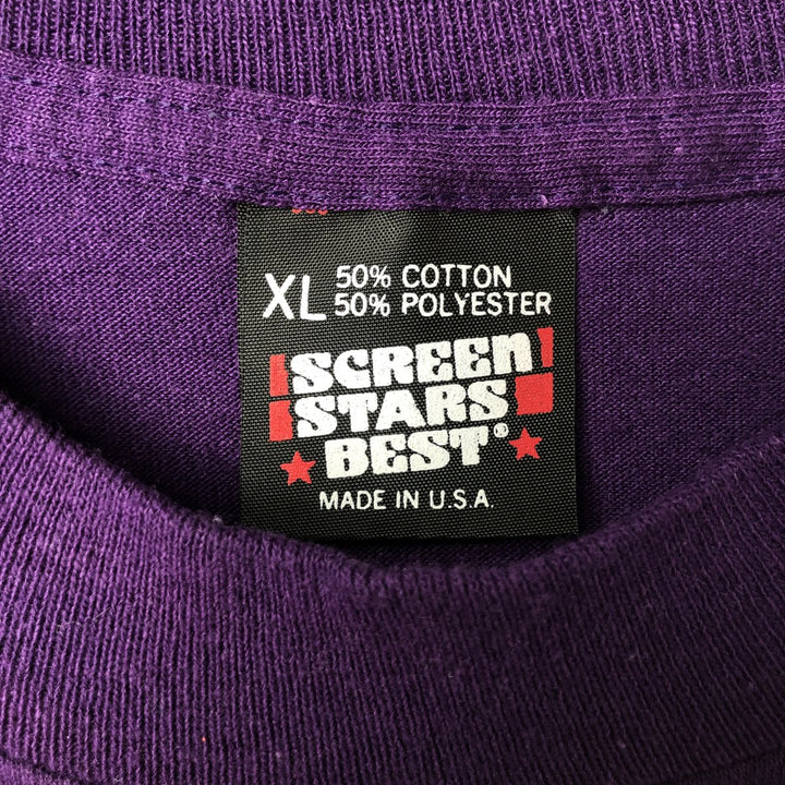 90'S SCREEN STARS Printed T-shirt Made in USA Men's XL Vintage cotton purple type Vintage Second Hand