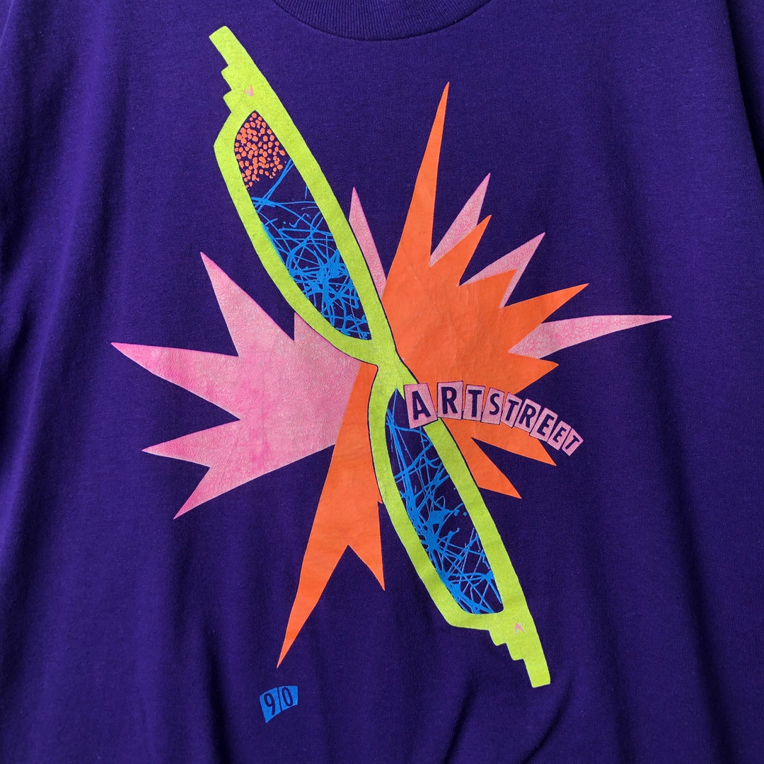 90'S SCREEN STARS Printed T-shirt Made in USA Men's XL Vintage cotton purple type Vintage Second Hand