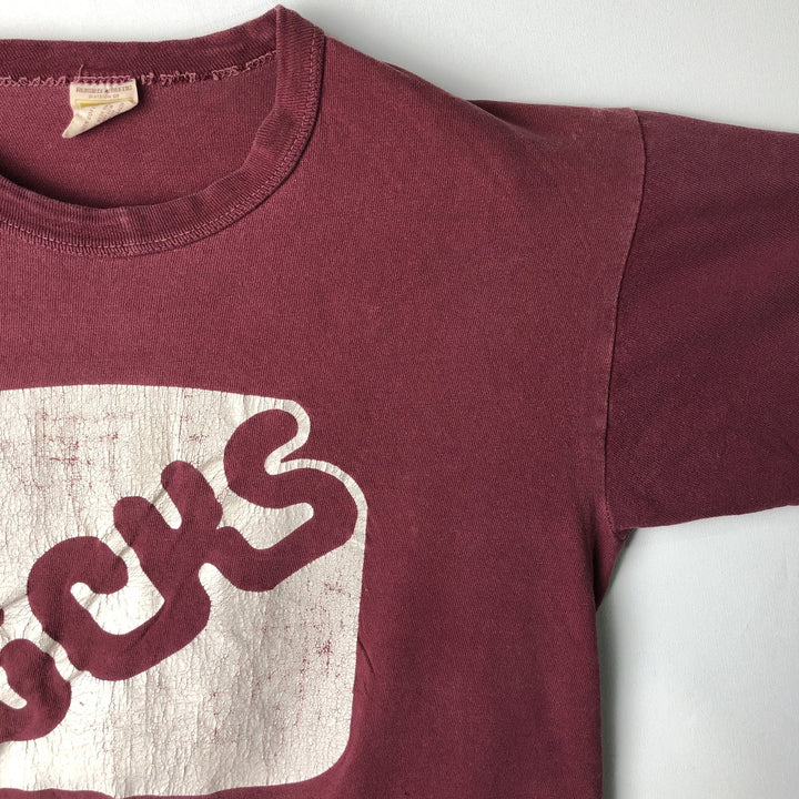 Vintage 70'S Russell printed T-shirt, made in the USA, size L for men cotton Red type red-purple Vintage Second Hand