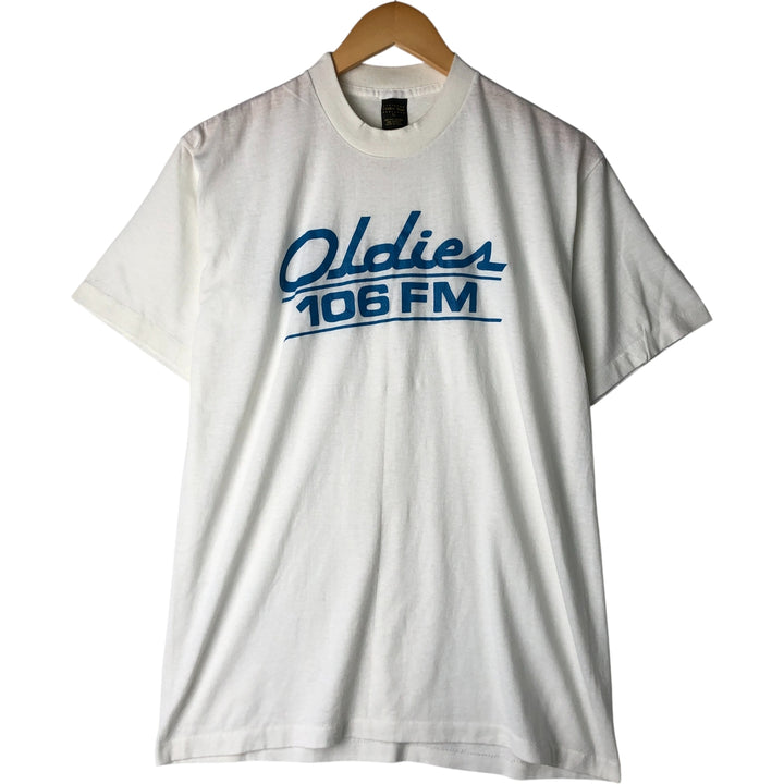 Vintage 80s-90'S Center Star Radio Station Print T-Shirt, Made in USA, Men's XL cotton white type Vintage Second Hand