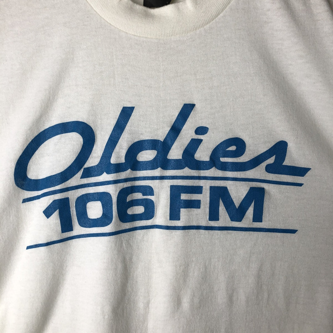 Vintage 80s-90'S Center Star Radio Station Print T-Shirt, Made in USA, Men's XL cotton white type Vintage Second Hand