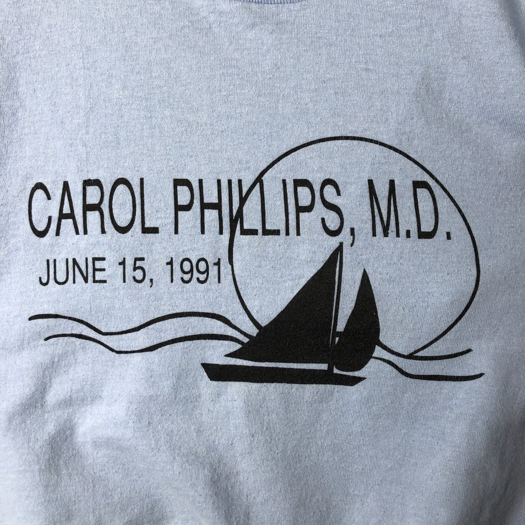 90'S SCREEN STARS Printed T-shirt Made in USA Men's M Vintage cotton Blue type light blue Vintage Second Hand