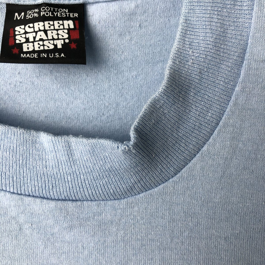 90'S SCREEN STARS Printed T-shirt Made in USA Men's M Vintage cotton Blue type light blue Vintage Second Hand