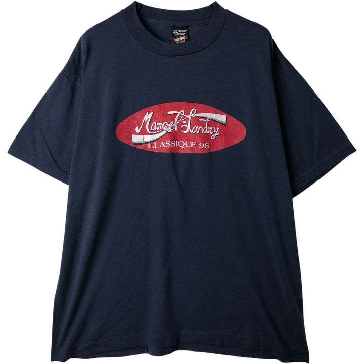 90'S Fruit of the Loom Best Print T-Shirt, Made in Canada, Men's XL, Vintage cotton navy blue type Vintage Second Hand