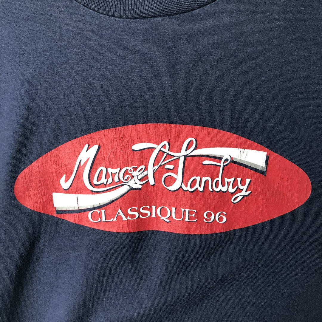 90'S Fruit of the Loom Best Print T-Shirt, Made in Canada, Men's XL, Vintage cotton navy blue type Vintage Second Hand