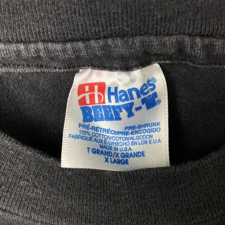 90'S Hanes BEEFY-T Advertising T-shirt Made in USA Men's XL Vintage cotton black type Vintage Second Hand