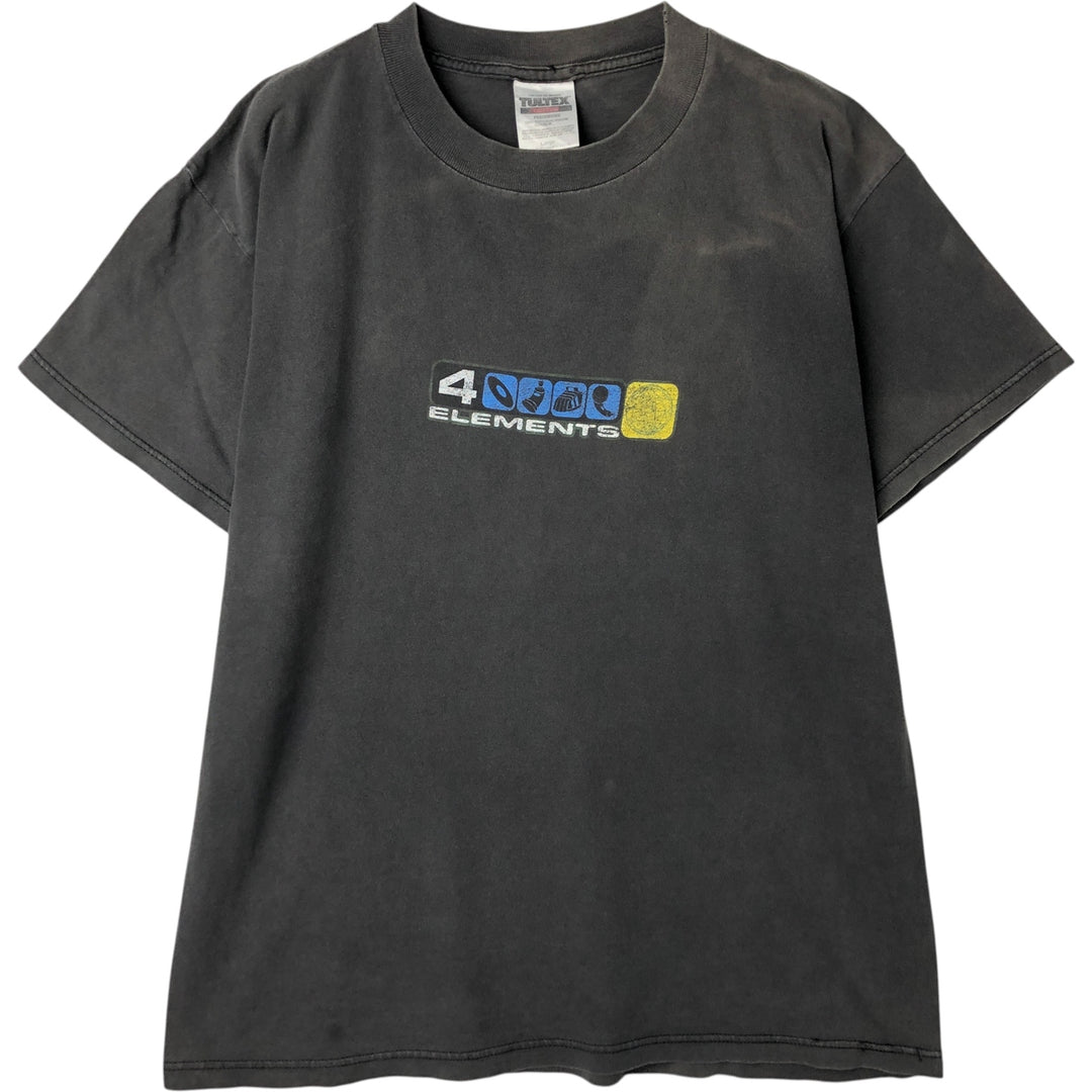 90'S Tultex 4 Elements Band T-Shirt, Men's Size L cotton Charcoal Vintage Second Hand