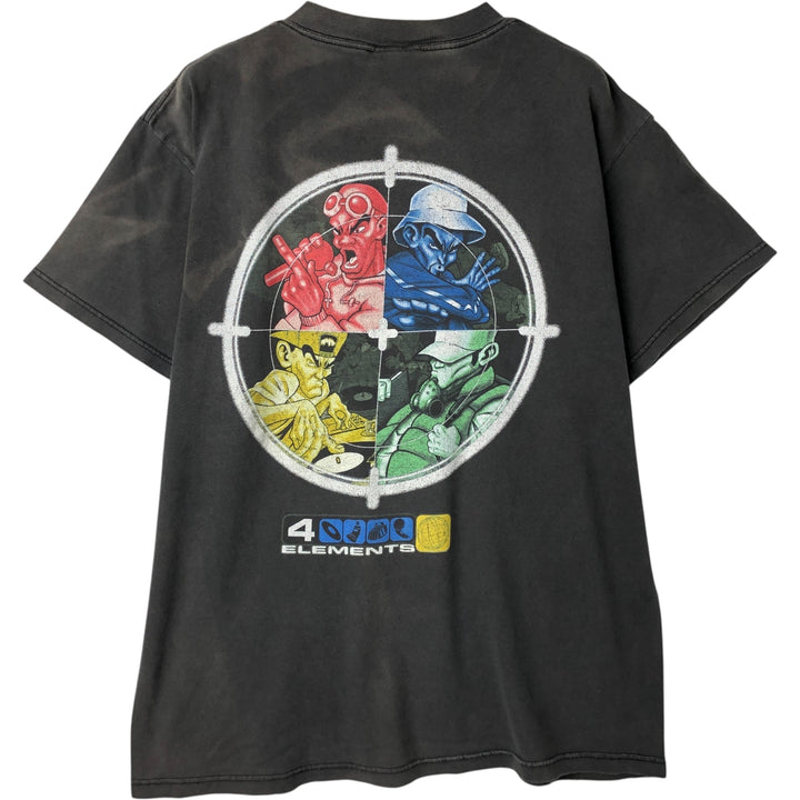 90'S Tultex 4 Elements Band T-Shirt, Men's Size L cotton Charcoal Vintage Second Hand
