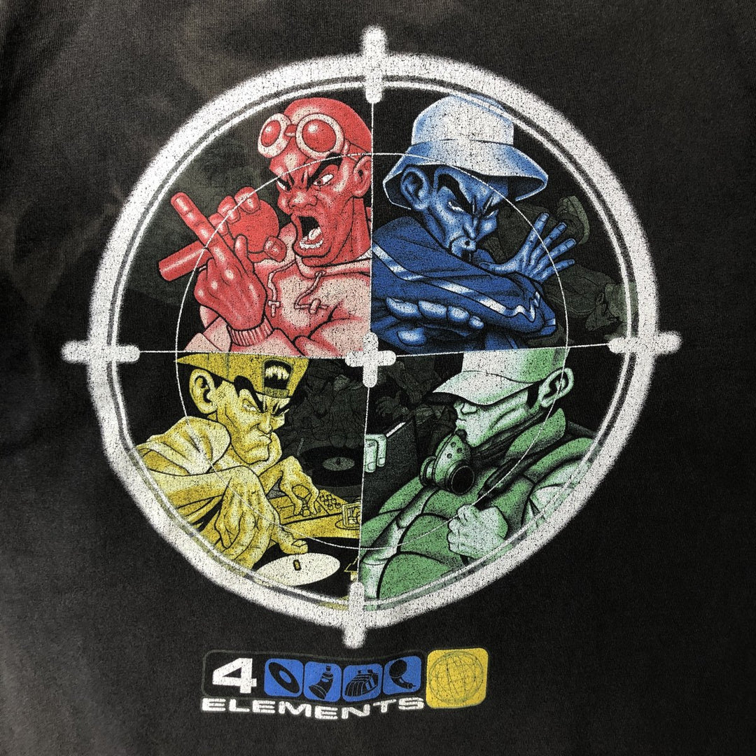 90'S Tultex 4 Elements Band T-Shirt, Men's Size L cotton Charcoal Vintage Second Hand