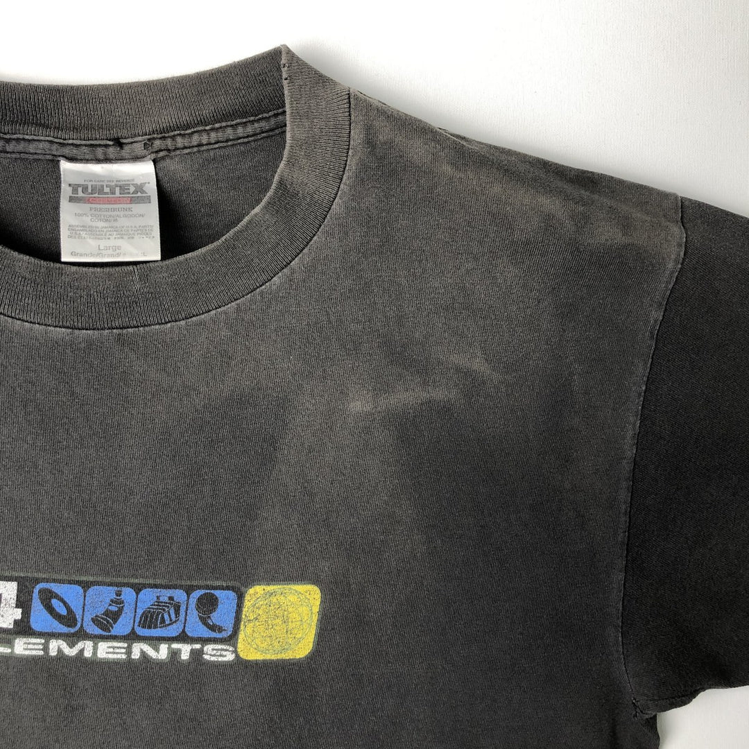 90'S Tultex 4 Elements Band T-Shirt, Men's Size L cotton Charcoal Vintage Second Hand