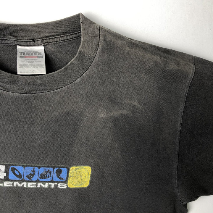 90'S Tultex 4 Elements Band T-Shirt, Men's Size L cotton Charcoal Vintage Second Hand