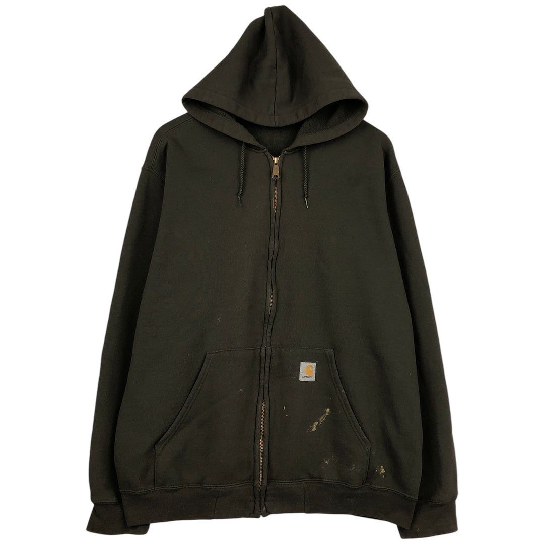 Carhartt Sweat Full Zip Hoodie Men's L size cotton Khaki type Vintage Second Hand