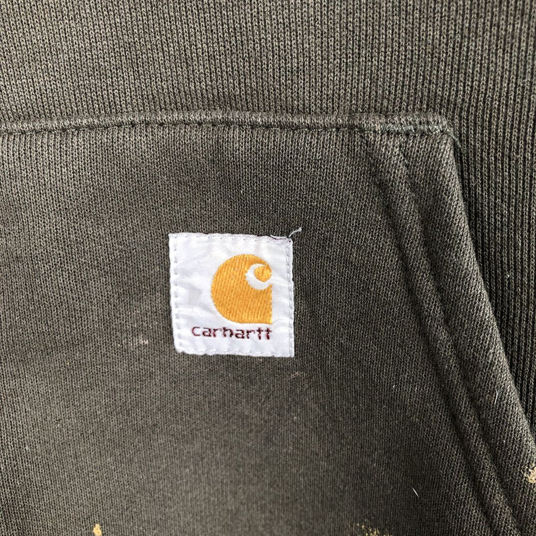 Carhartt Sweat Full Zip Hoodie Men's L size cotton Khaki type Vintage Second Hand