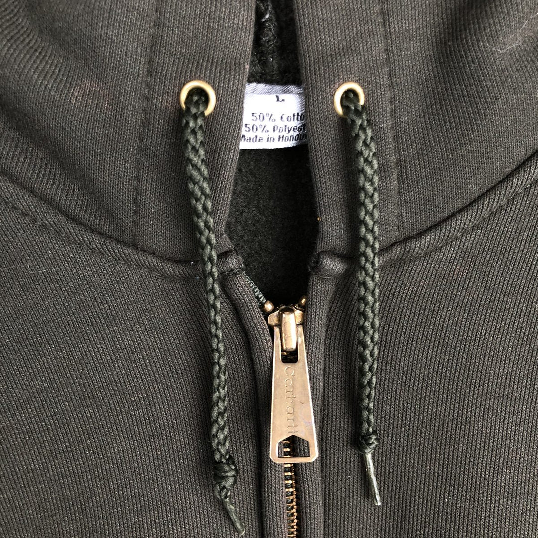 Carhartt Sweat Full Zip Hoodie Men's L size cotton Khaki type Vintage Second Hand