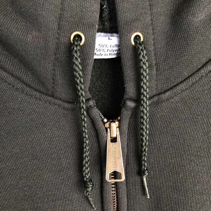 Carhartt Sweat Full Zip Hoodie Men's L size cotton Khaki type Vintage Second Hand