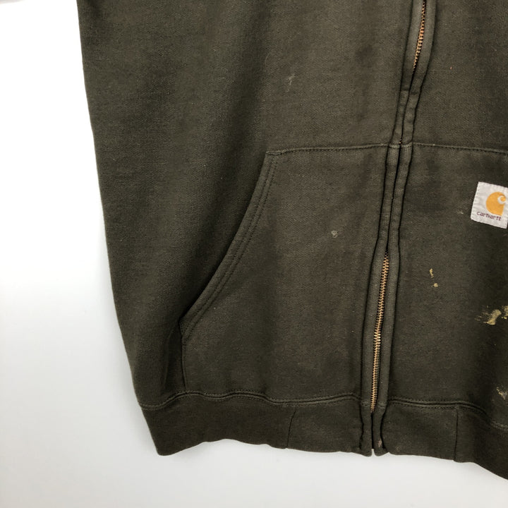 Carhartt Sweat Full Zip Hoodie Men's L size cotton Khaki type Vintage Second Hand