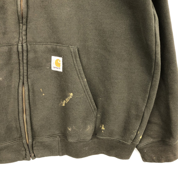 Carhartt Sweat Full Zip Hoodie Men's L size cotton Khaki type Vintage Second Hand