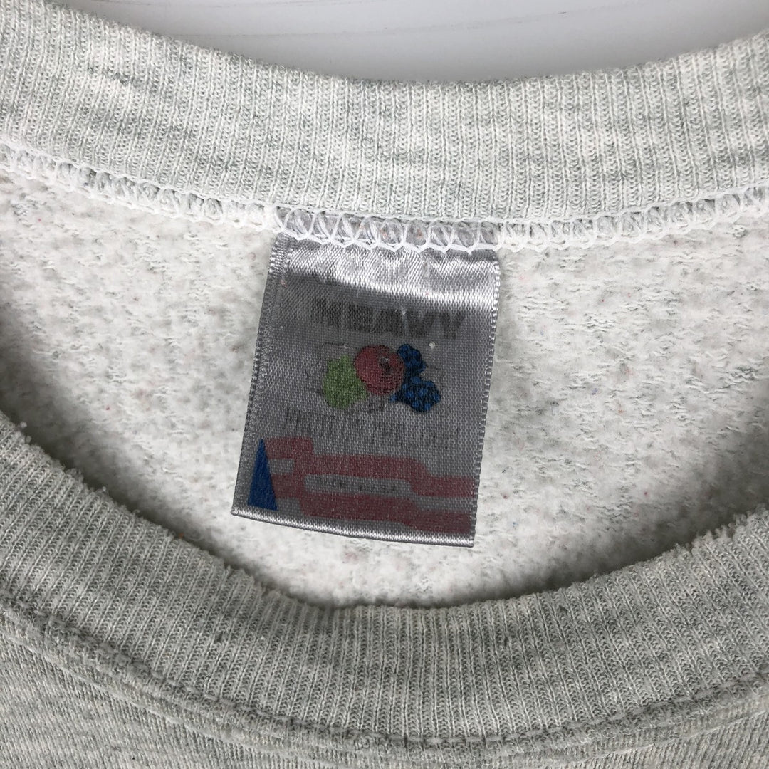 90'S Fruit of the Loom College Character Sweatshirt, Made in USA, Men's Size XL, Vintage unclear gray type Vintage Second Hand