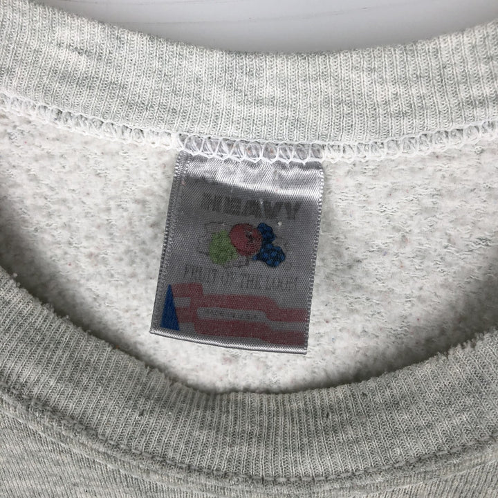 90'S Fruit of the Loom College Character Sweatshirt, Made in USA, Men's Size XL, Vintage unclear gray type Vintage Second Hand