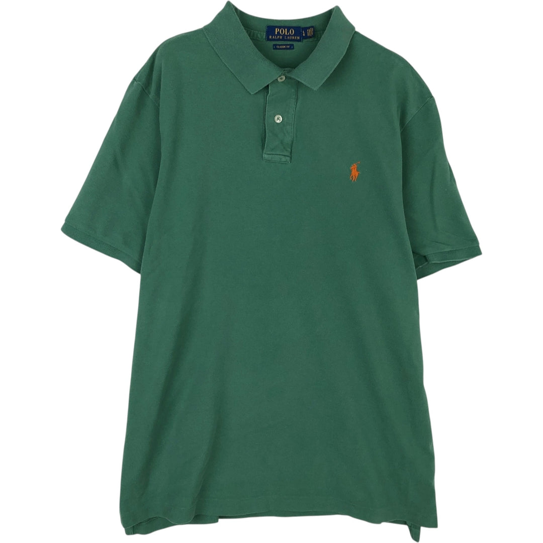 Ralph Lauren POLO RALPH LAUREN CLASSIC FIT short sleeve polo shirt for men size L cotton green type Vintage Second Hand