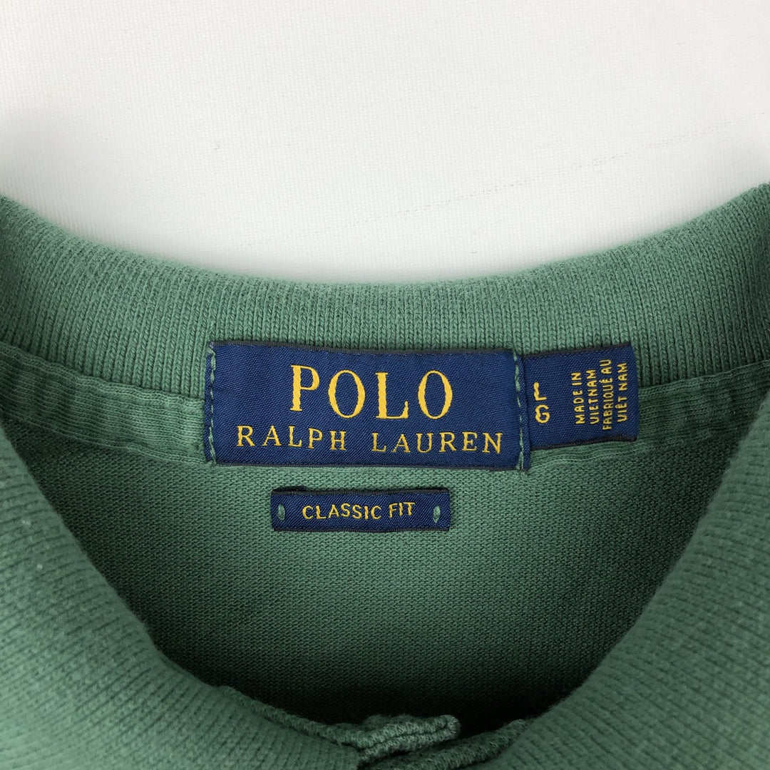 Ralph Lauren POLO RALPH LAUREN CLASSIC FIT short sleeve polo shirt for men size L cotton green type Vintage Second Hand