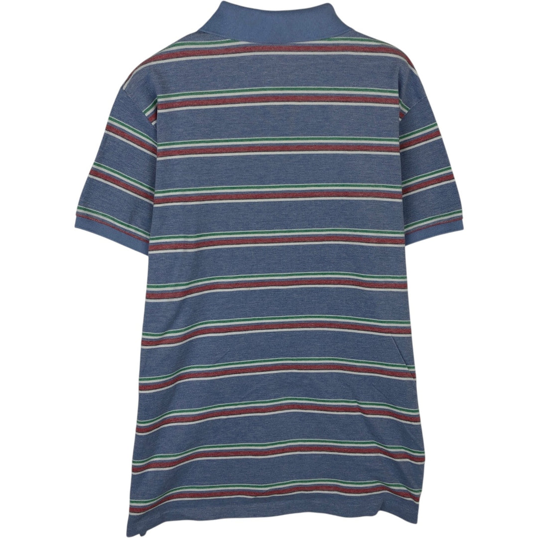 Ralph Lauren POLO RALPH LAUREN CUSTOM FIT Multi-Border Short Sleeve Polo Shirt, Men's Size L cotton Blue type light blue Vintage Second Hand