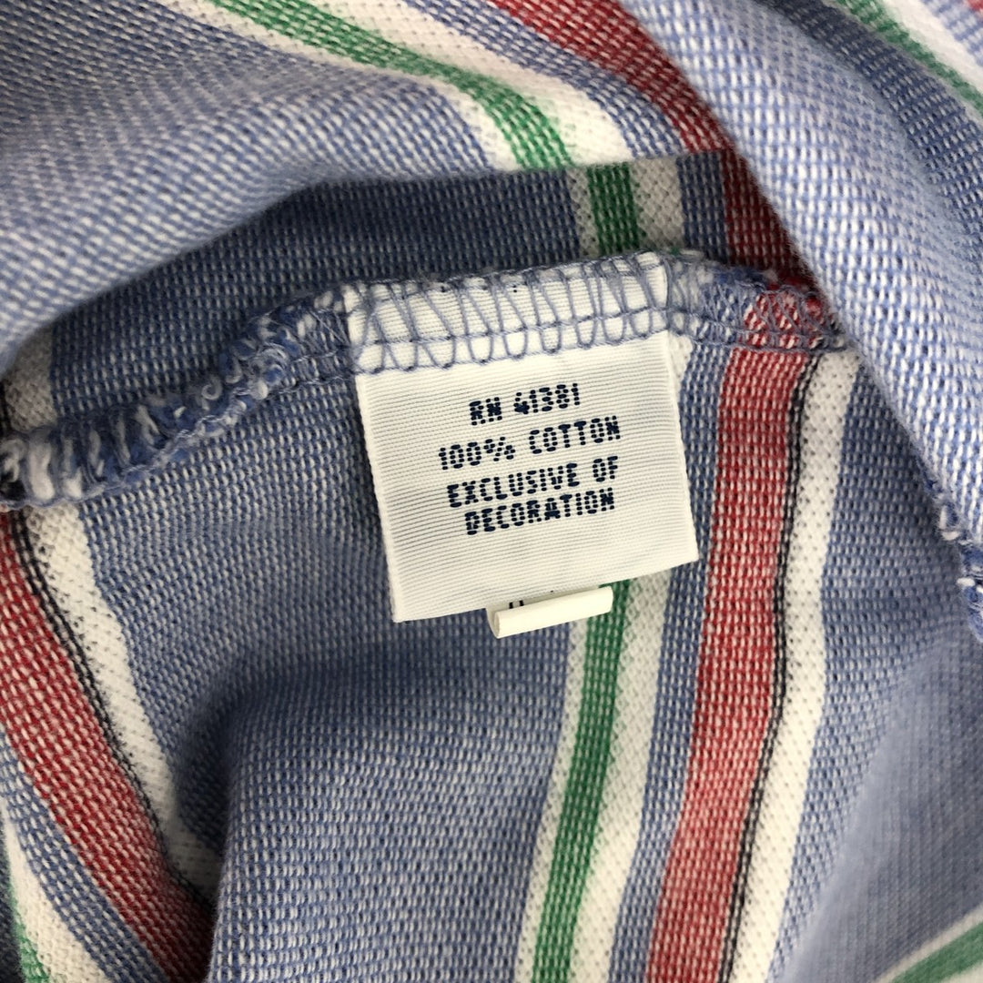 Ralph Lauren POLO RALPH LAUREN CUSTOM FIT Multi-Border Short Sleeve Polo Shirt, Men's Size L cotton Blue type light blue Vintage Second Hand