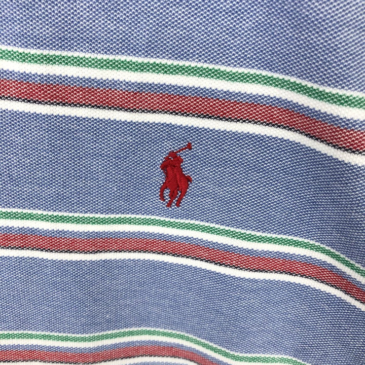 Ralph Lauren POLO RALPH LAUREN CUSTOM FIT Multi-Border Short Sleeve Polo Shirt, Men's Size L cotton Blue type light blue Vintage Second Hand