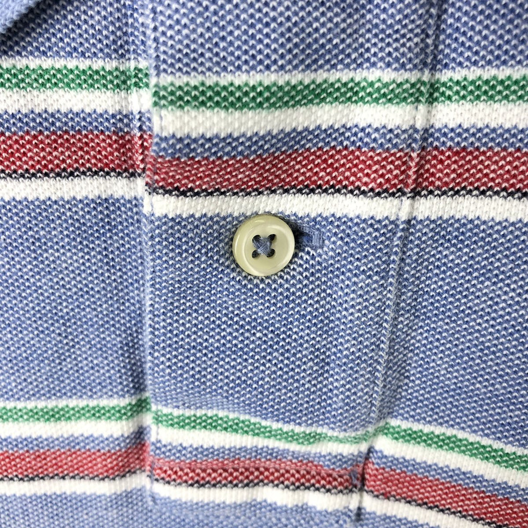 Ralph Lauren POLO RALPH LAUREN CUSTOM FIT Multi-Border Short Sleeve Polo Shirt, Men's Size L cotton Blue type light blue Vintage Second Hand
