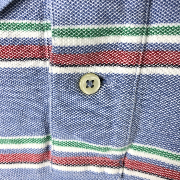 Ralph Lauren POLO RALPH LAUREN CUSTOM FIT Multi-Border Short Sleeve Polo Shirt, Men's Size L cotton Blue type light blue Vintage Second Hand