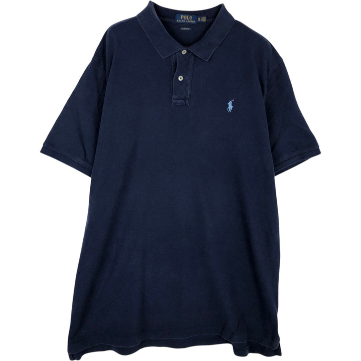 Ralph Lauren POLO RALPH LAUREN CLASSIC FIT short sleeve polo shirt men's XL equivalent unclear navy blue type Vintage Second Hand