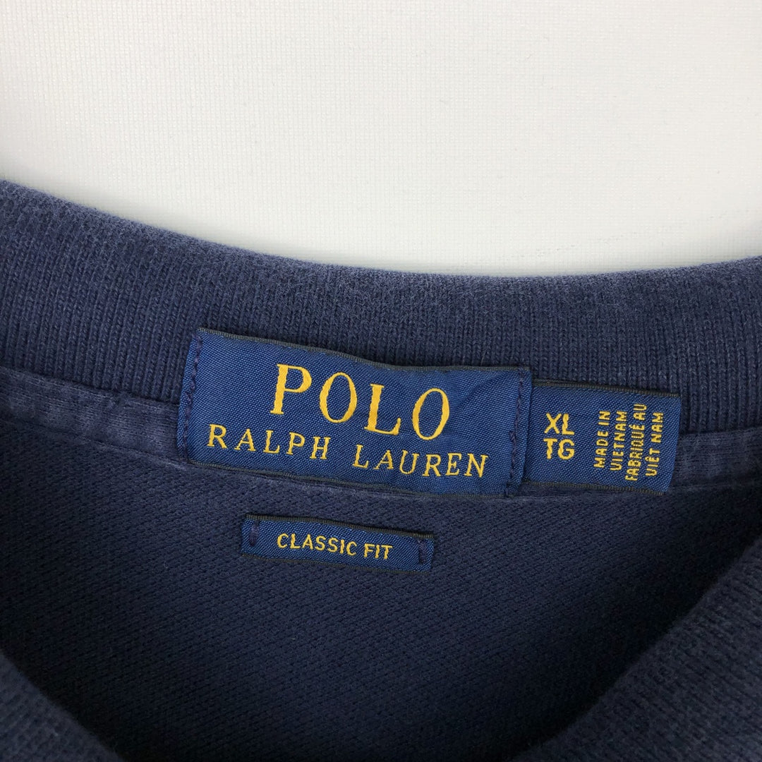 Ralph Lauren POLO RALPH LAUREN CLASSIC FIT short sleeve polo shirt men's XL equivalent unclear navy blue type Vintage Second Hand