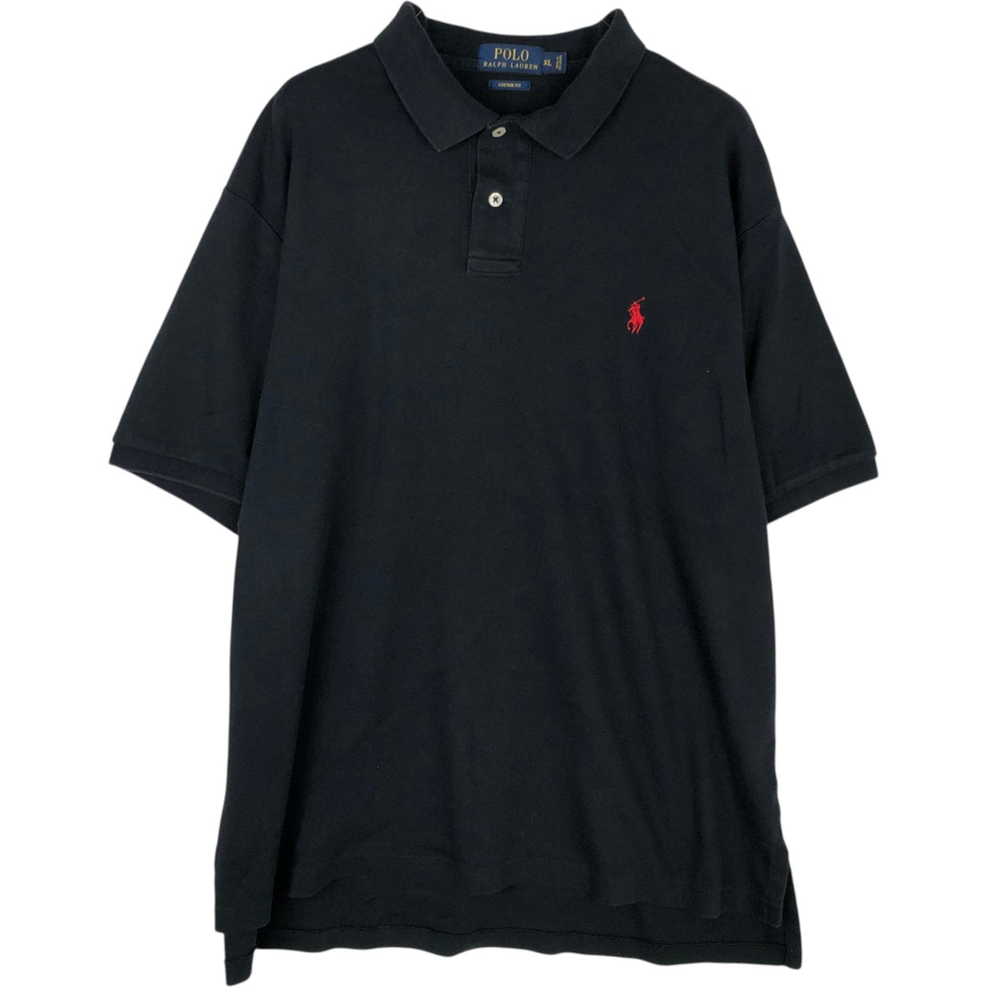 Ralph Lauren POLO RALPH LAUREN CUSTOM FIT short sleeve polo shirt men's XL equivalent cotton black type Vintage Second Hand