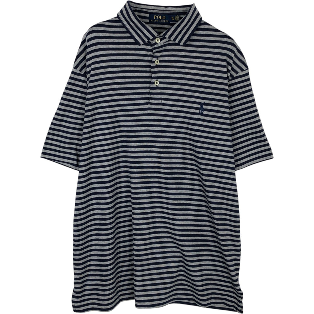 Ralph Lauren POLO RALPH LAUREN Short Sleeve Striped Polo Shirt Men's XL cotton gray type Vintage Second Hand