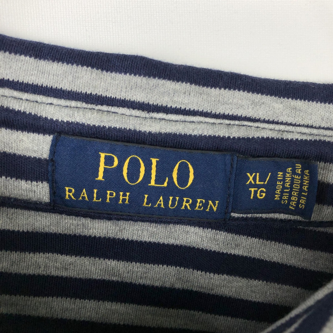 Ralph Lauren POLO RALPH LAUREN Short Sleeve Striped Polo Shirt Men's XL cotton gray type Vintage Second Hand