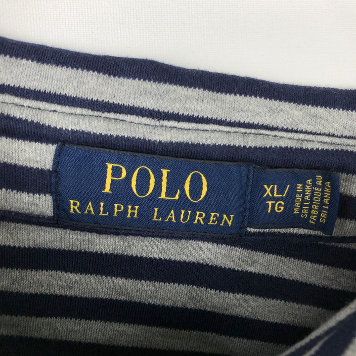 Ralph Lauren POLO RALPH LAUREN Short Sleeve Striped Polo Shirt Men's XL cotton gray type Vintage Second Hand