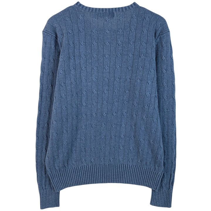 Ralph Lauren POLO RALPH LAUREN cable knit silk knit sweater, men's size L silk Blue type light blue Vintage Second Hand