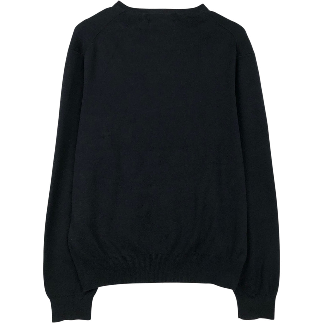 Ralph Lauren POLO by Ralph Lauren V-neck Pima cotton knit sweater, men's size L Pima Cotton black type Vintage Second Hand