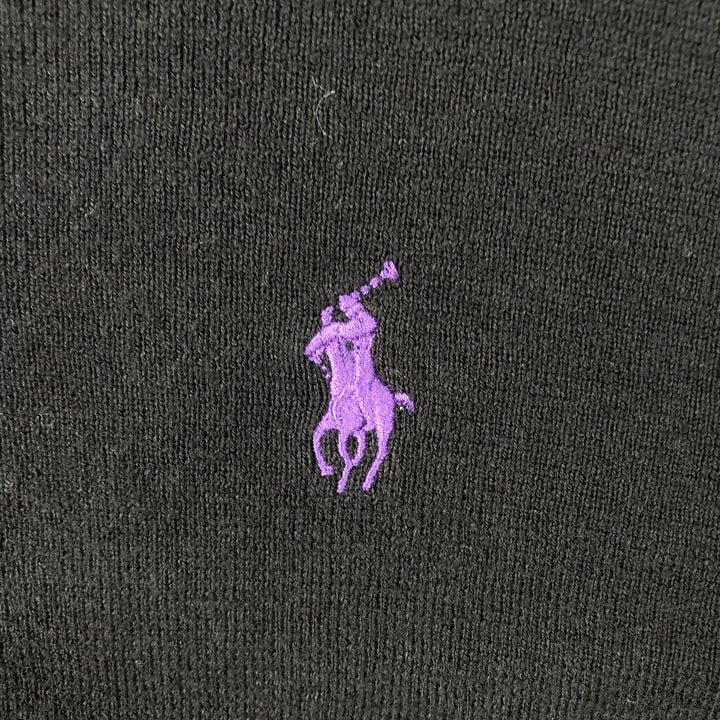 Ralph Lauren POLO by Ralph Lauren V-neck Pima cotton knit sweater, men's size L Pima Cotton black type Vintage Second Hand