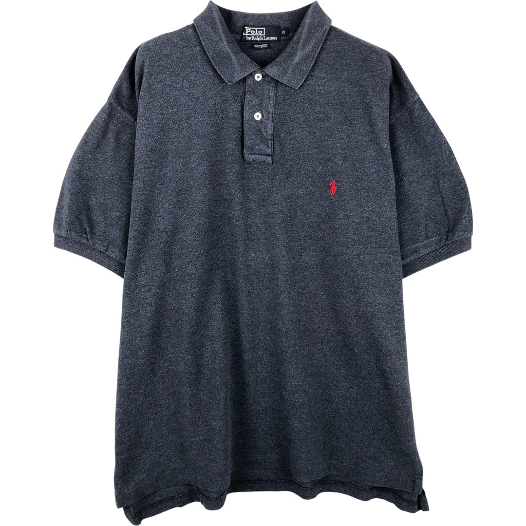 Ralph Lauren POLO by Ralph Lauren short sleeve polo shirt, men's XL size cotton Charcoal Vintage Second Hand