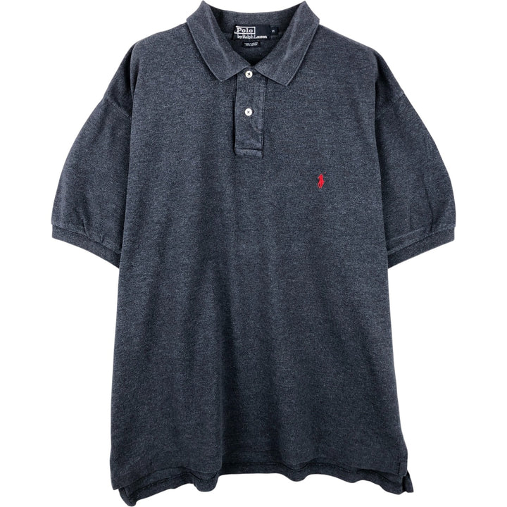 Ralph Lauren POLO by Ralph Lauren short sleeve polo shirt, men's XL size cotton Charcoal Vintage Second Hand