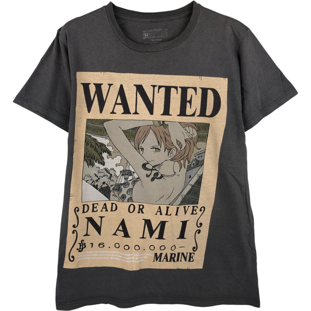ONE PIECE Nami Character Print T-Shirt, Men's Size M cotton gray type Vintage Second Hand
