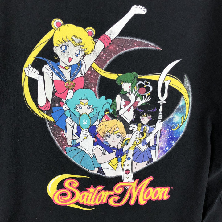 Sailor Moon character print T-shirt, men's size L unclear black type Vintage Second Hand