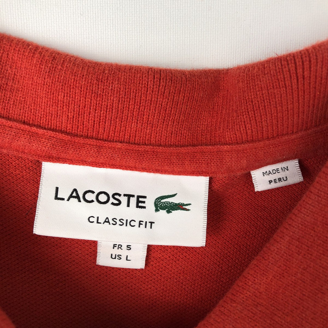 Lacoste Classic Fit short sleeve polo shirt size 5, men's size L cotton red type Vintage Second Hand