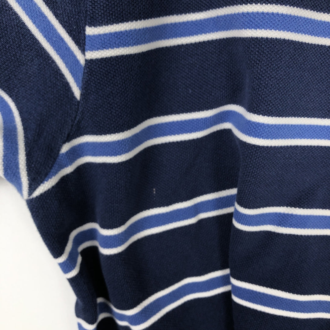 Ralph Lauren Polo Jeans Company multi-border short-sleeved polo shirt, men's size XL cotton navy blue type Vintage Second Hand