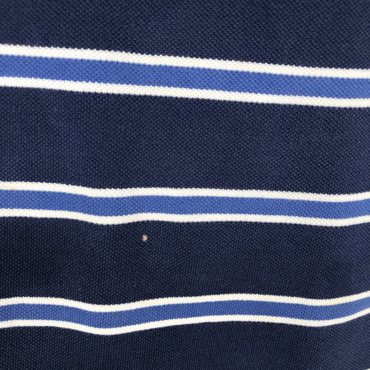 Ralph Lauren Polo Jeans Company multi-border short-sleeved polo shirt, men's size XL cotton navy blue type Vintage Second Hand
