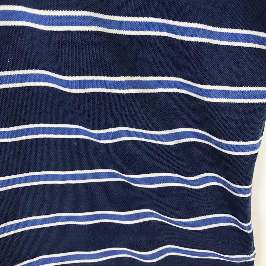 Ralph Lauren Polo Jeans Company multi-border short-sleeved polo shirt, men's size XL cotton navy blue type Vintage Second Hand