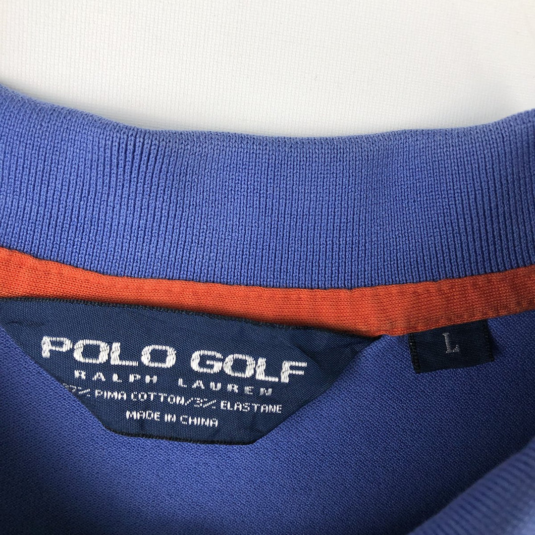 Ralph Lauren POLO GOLF Polo Golf short sleeve polo shirt for men size L Pima Cotton Blue type light blue Vintage Second Hand
